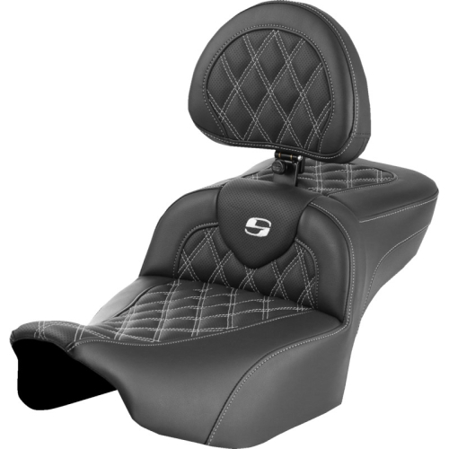 Saddlemen - Saddlemen Extended Reach Roadsofa LS Seat with Drivers Backrest - White Stitching - 823-07-184B6