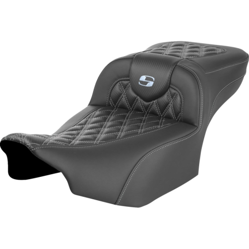 Saddlemen - Saddlemen Extended Reach Roadsofa CF Seat without Drivers Backrest - Silver Stitching - 823-07-20705