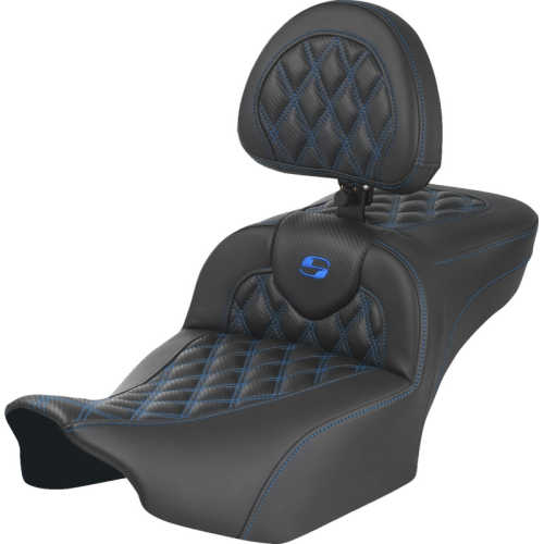 Saddlemen - Saddlemen Extended Reach Roadsofa CF Seat with Drivers Backrest - Blue Stitching - 823-07-207B1