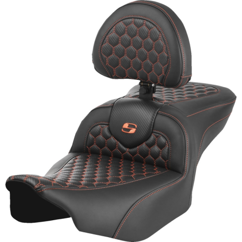 Saddlemen - Saddlemen Roadsofa HC Seat with Drivers Backrest - Orange Stitching - 823-07-189B3