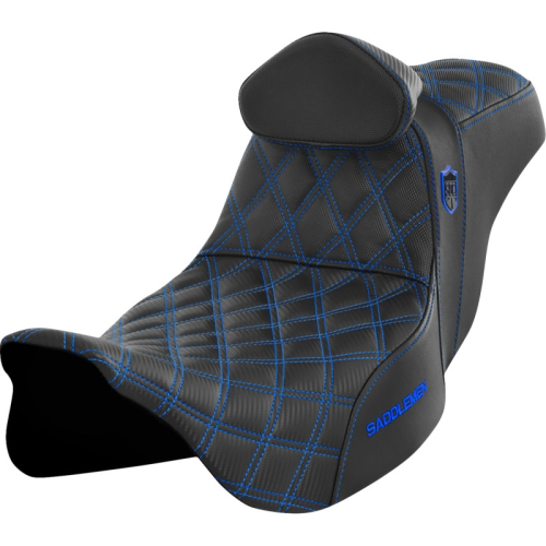 Saddlemen - Saddlemen Pro Series SDC Performance Gripper Seat with Drivers Backrest - Blue Stitching - SC80807BLURT