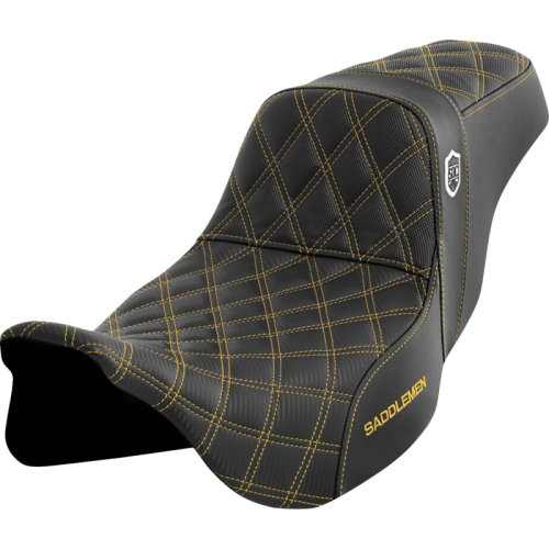 Saddlemen - Saddlemen Pro Series SDC Performance Gripper Seat without Drivers Backrest - Gold Stitching - SC80807GOL