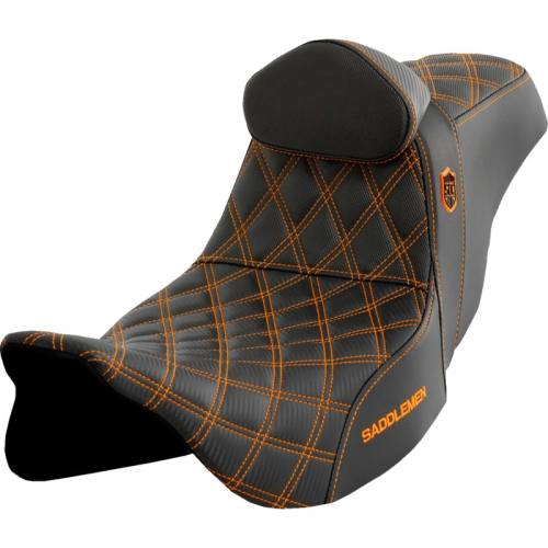Saddlemen - Saddlemen Pro Series SDC Performance Gripper Seat with Drivers Backrest - Orange Stitching - SC80807ORART