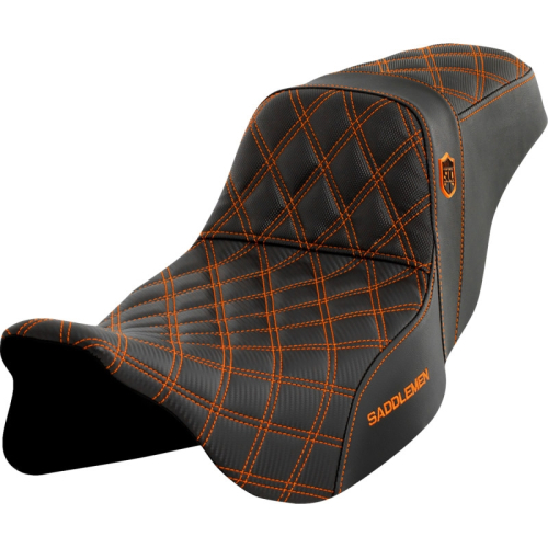 Saddlemen - Saddlemen Pro Series SDC Performance Gripper Seat without Drivers Backrest - Orange Stitching - SC80807ORA