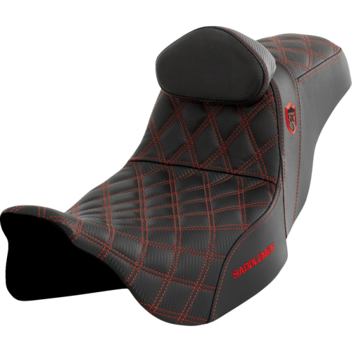Saddlemen - Saddlemen Pro Series SDC Performance Gripper Seat with Drivers Backrest - Red Stitching - SC80807REDRT