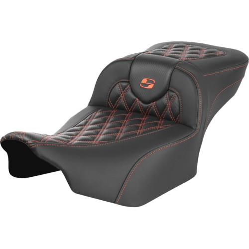 Saddlemen - Saddlemen Extended Reach Roadsofa CF Seat without Drivers Backrest - Orange Stitching - 823-07-20703