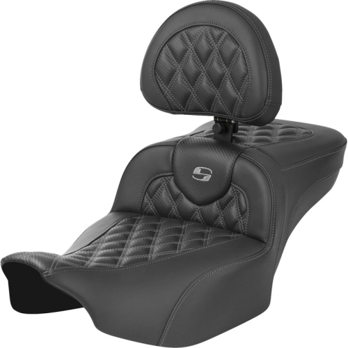 Saddlemen - Saddlemen Extended Reach Roadsofa CF Seat with Drivers Backrest - Gray Stitching - 823-07-207B2