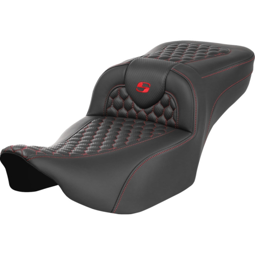 Saddlemen - Saddlemen Extended Reach Roadsofa HC Seat without Drivers Backrest - Red Stitching - 823-07-19004