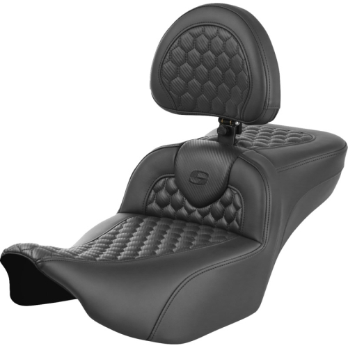 Saddlemen - Saddlemen Extended Reach Roadsofa HC Seat with Drivers Backrest - Black Stitching - 823-07-190B0