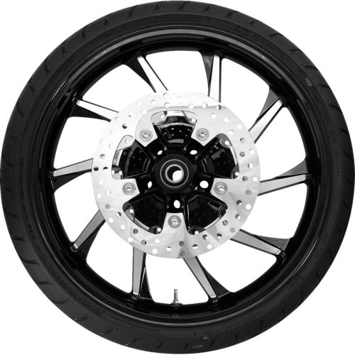 Coastal Moto - Coastal Moto Hurricane Front Wheel with Dunlop Tire and Rotor - 21in. x 3.5in. - Black Cut - PKG-HUR213BC-ABST