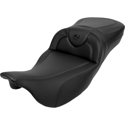 Saddlemen - Saddlemen Extended Reach Roadsofa CF Seat with Drivers Backrest - Black Stitching - 808-07B-186B0