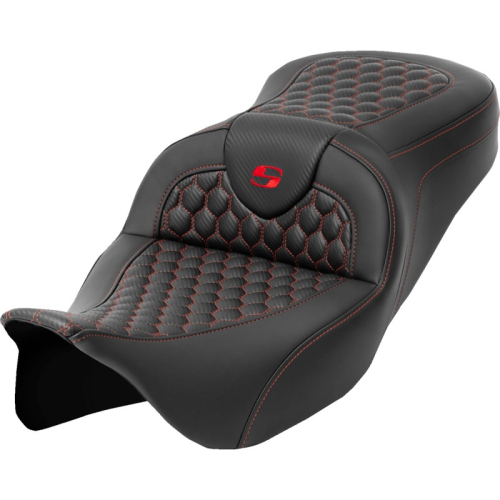 Saddlemen - Saddlemen Roadsofa HC Seat without Drivers Backrest - Red Stitching - 808-07B-18904