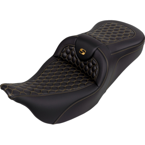 Saddlemen - Saddlemen Roadsofa HC Seat without Drivers Backrest - Gold Stitching - 808-07B-18907