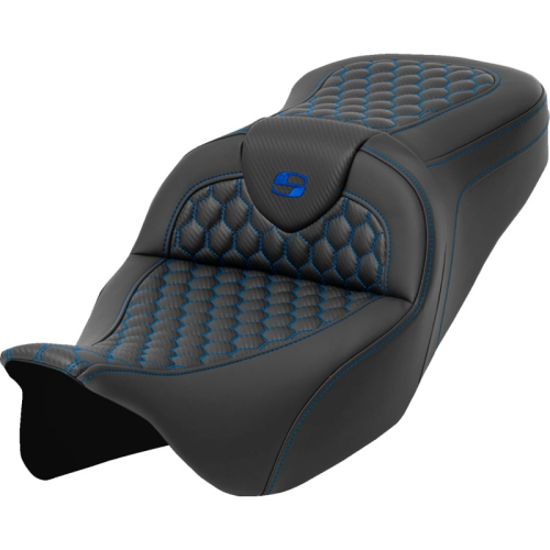 Saddlemen - Saddlemen Roadsofa HC Seat without Drivers Backrest - Blue Stitching - 808-07B-18901