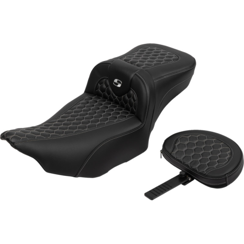 Saddlemen - Saddlemen Extended Reach Roadsofa HC Seat with Drivers Backrest - Silver Stitching - 823-07-190B5