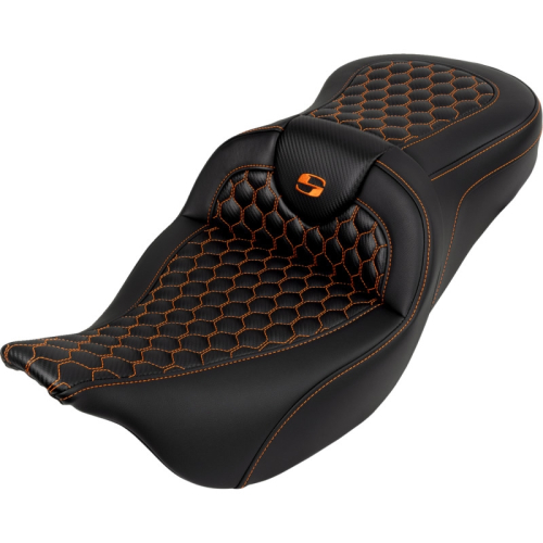 Saddlemen - Saddlemen Roadsofa HC Seat without Drivers Backrest - Orange Stitching - 808-07B-18903