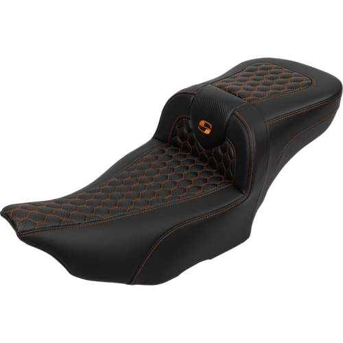 Saddlemen - Saddlemen Extended Reach Roadsofa HC Seat with Drivers Backrest - Orange Stitching - 823-07-190B3
