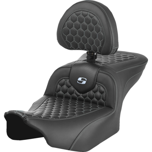 Saddlemen - Saddlemen Roadsofa HC Seat with Drivers Backrest - Silver Stitching - 823-07-189B5