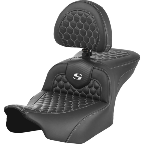 Saddlemen - Saddlemen Roadsofa HC Seat with Drivers Backrest - White Stitching - 823-07-189B6