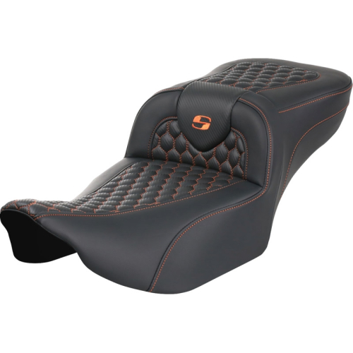 Saddlemen - Saddlemen Extended Reach Roadsofa HC Seat without Drivers Backrest - Orange Stitching - 823-07-19003