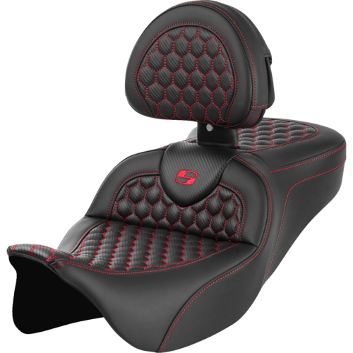 Saddlemen - Saddlemen Roadsofa HC Seat with Drivers Backrest - Gold Stitching - 808-07B-189B7