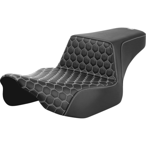 Saddlemen - Saddlemen Extended Reach Step-Up HC Seat - White Stitching - 823-07-17806