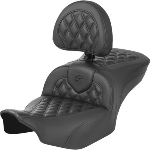 Saddlemen - Saddlemen Roadsofa CF LS Seat with Backrest - Black Stitching - 823-07-206B0