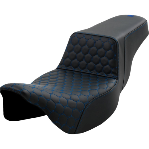 Saddlemen - Saddlemen Extended Reach Step-Up HC Seat - Blue Stitching - 808-07B-17801
