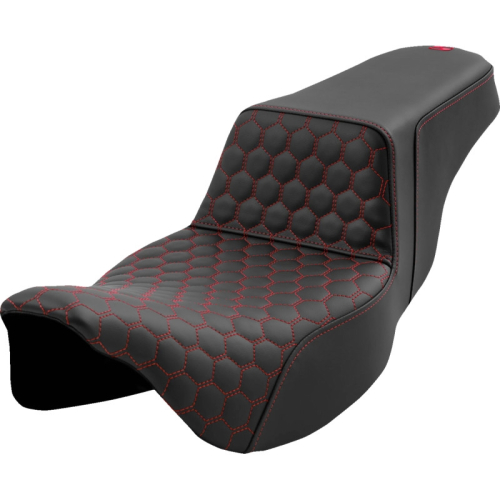 Saddlemen - Saddlemen Extended Reach Step-Up HC Seat - Red Stitching - 808-07B-17804
