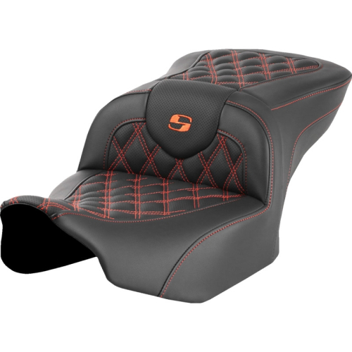 Saddlemen - Saddlemen Roadsofa LS Seat without Drivers Backrest - Orange Stitching - 823-07-18203