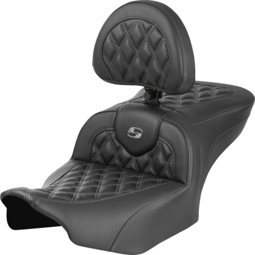 Saddlemen - Saddlemen Roadsofa CF LS Seat with Backrest - Gray Stitching - 823-07-206B2