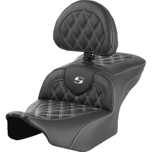 Saddlemen - Saddlemen Roadsofa LS Seat with Drivers Backrest - White Stitching - 823-07-182B6
