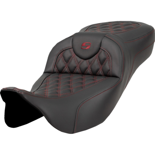Saddlemen - Saddlemen Extended Reach Roadsofa LS Seat without Drivers Backrest - Burgundy Stitching - 808-07B-18408