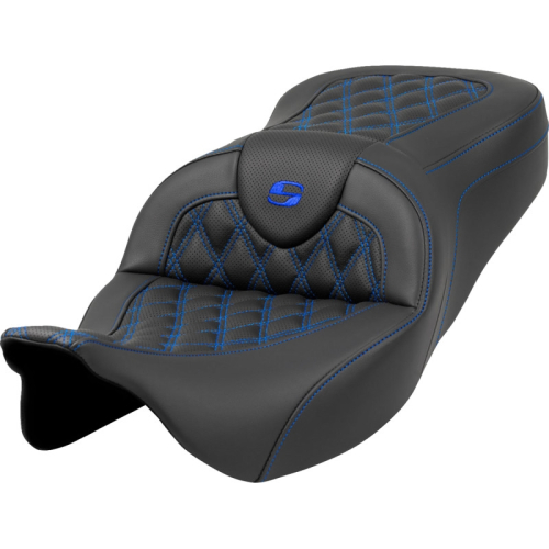 Saddlemen - Saddlemen Roadsofa LS Seat without Drivers Backrest - Blue Stitching - 808-07B-18201