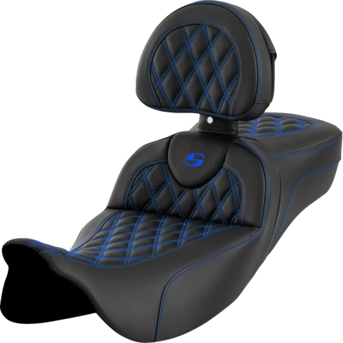 Saddlemen - Saddlemen Extended Reach Roadsofa LS Seat with Drivers Backrest - Blue Stitching - 808-07B-184B1