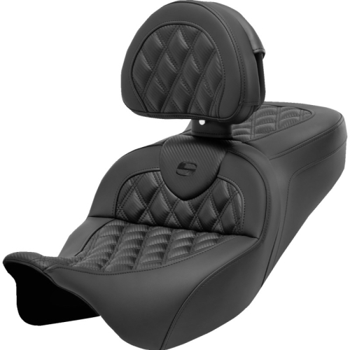 Saddlemen - Saddlemen Roadsofa CF LS Seat with Backrest - Black Stitching - 808-07B-206B0