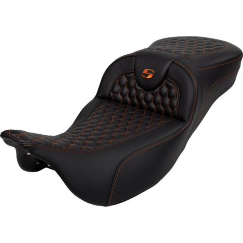 Saddlemen - Saddlemen Extended Reach Roadsofa HC Seat without Drivers Backrest - Orange Stitching - 808-07B-19003