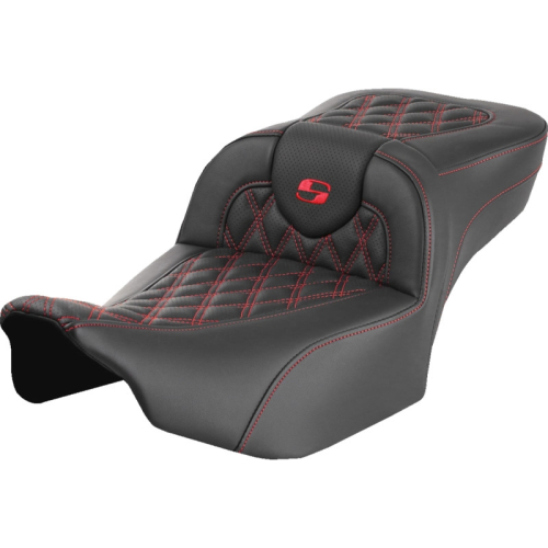 Saddlemen - Saddlemen Extended Reach Roadsofa LS Seat without Drivers Backrest - Red Stitching - 823-07-18404