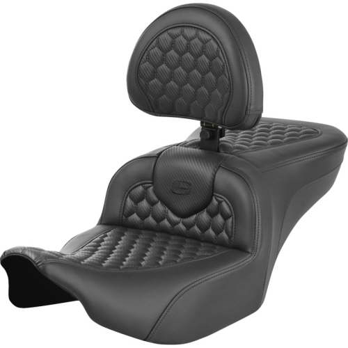 Saddlemen - Saddlemen Roadsofa HC Seat with Drivers Backrest - Black Stitching - 823-07-189B0