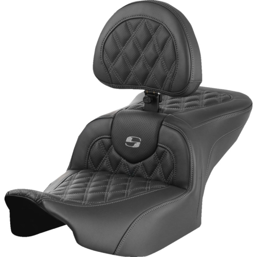 Saddlemen - Saddlemen Roadsofa LS Seat with Drivers Backrest - Gray Stitching - 823-07-182B2
