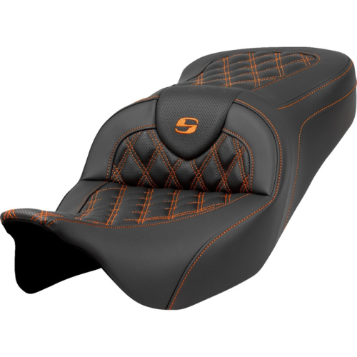 Saddlemen - Saddlemen Roadsofa LS Seat without Drivers Backrest - Orange Stitching - 808-07B-18203
