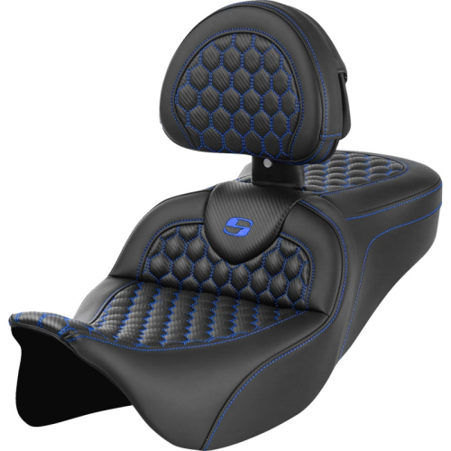 Saddlemen - Saddlemen Roadsofa HC Seat with Drivers Backrest - Blue Stitching - 808-07B-189B1