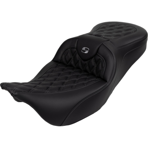 Saddlemen - Saddlemen Roadsofa LS Seat with Drivers Backrest - Gray Stitching - 808-07B-182B2