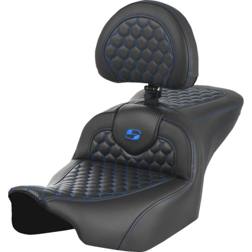 Saddlemen - Saddlemen Roadsofa HC Seat with Drivers Backrest - Blue Stitching - 823-07-189B1