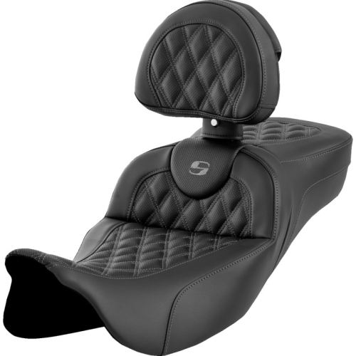 Saddlemen - Saddlemen Extended Reach Roadsofa LS Seat with Drivers Backrest - Gray Stitching - 808-07B-184B2