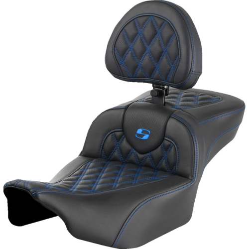 Saddlemen - Saddlemen Extended Reach Roadsofa LS Seat with Drivers Backrest - Blue Stitching - 823-07-184B1