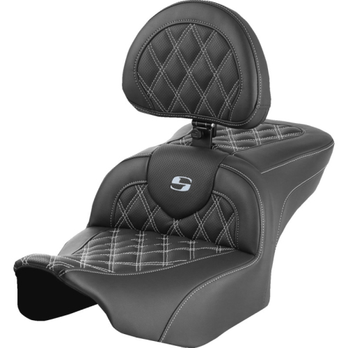 Saddlemen - Saddlemen Roadsofa LS Seat with Drivers Backrest - Silver Stitching - 823-07-182B5