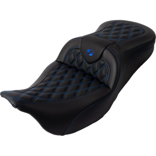 Saddlemen - Saddlemen Roadsofa LS Seat with Drivers Backrest - Blue Stitching - 808-07B-182B1