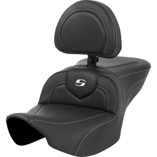 Saddlemen - Saddlemen Roadsofa Seat with Backrest - Silver Stitching - 823-07-185BR