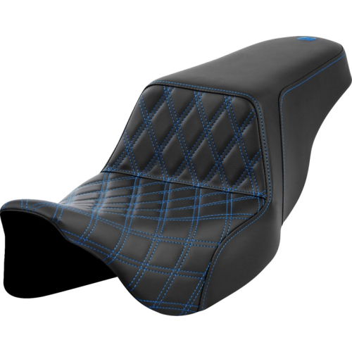 Saddlemen - Saddlemen Step-Up Front LS Seat - Black - Blue Stitching - 808-07B-17201